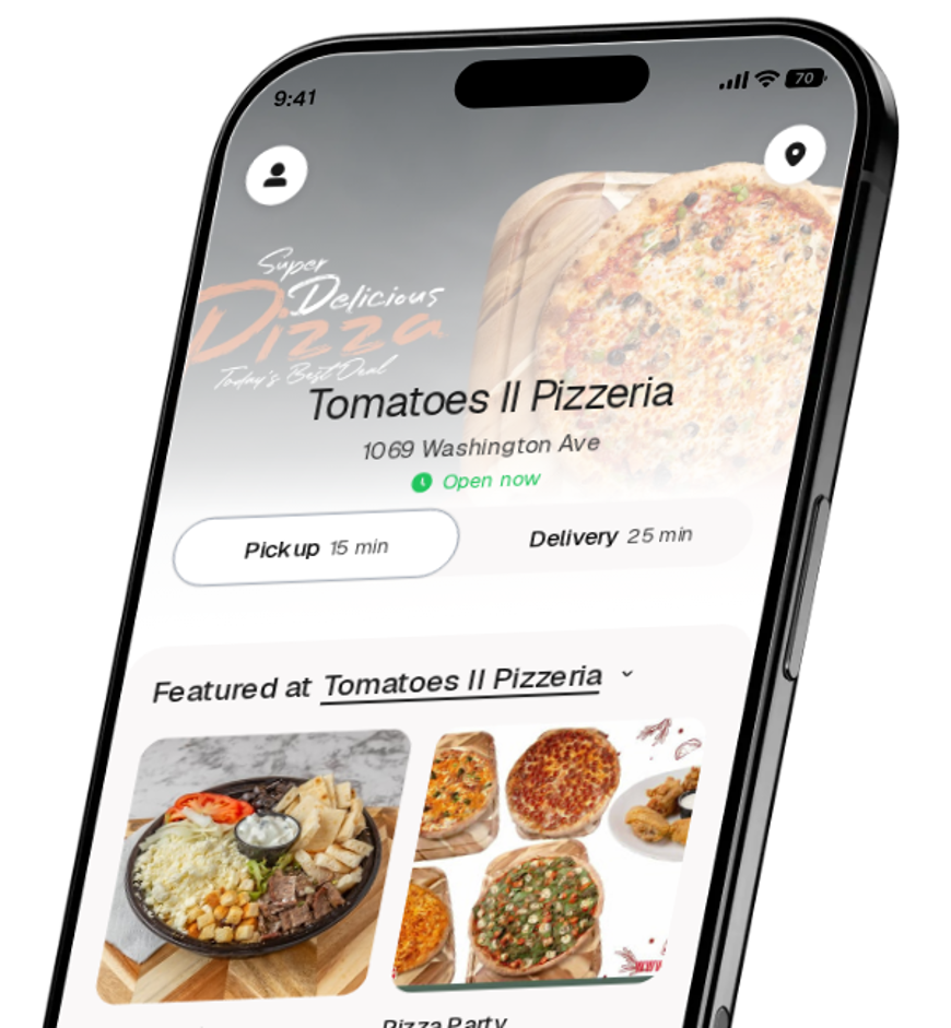 Tomatoes II Pizzeria app preview